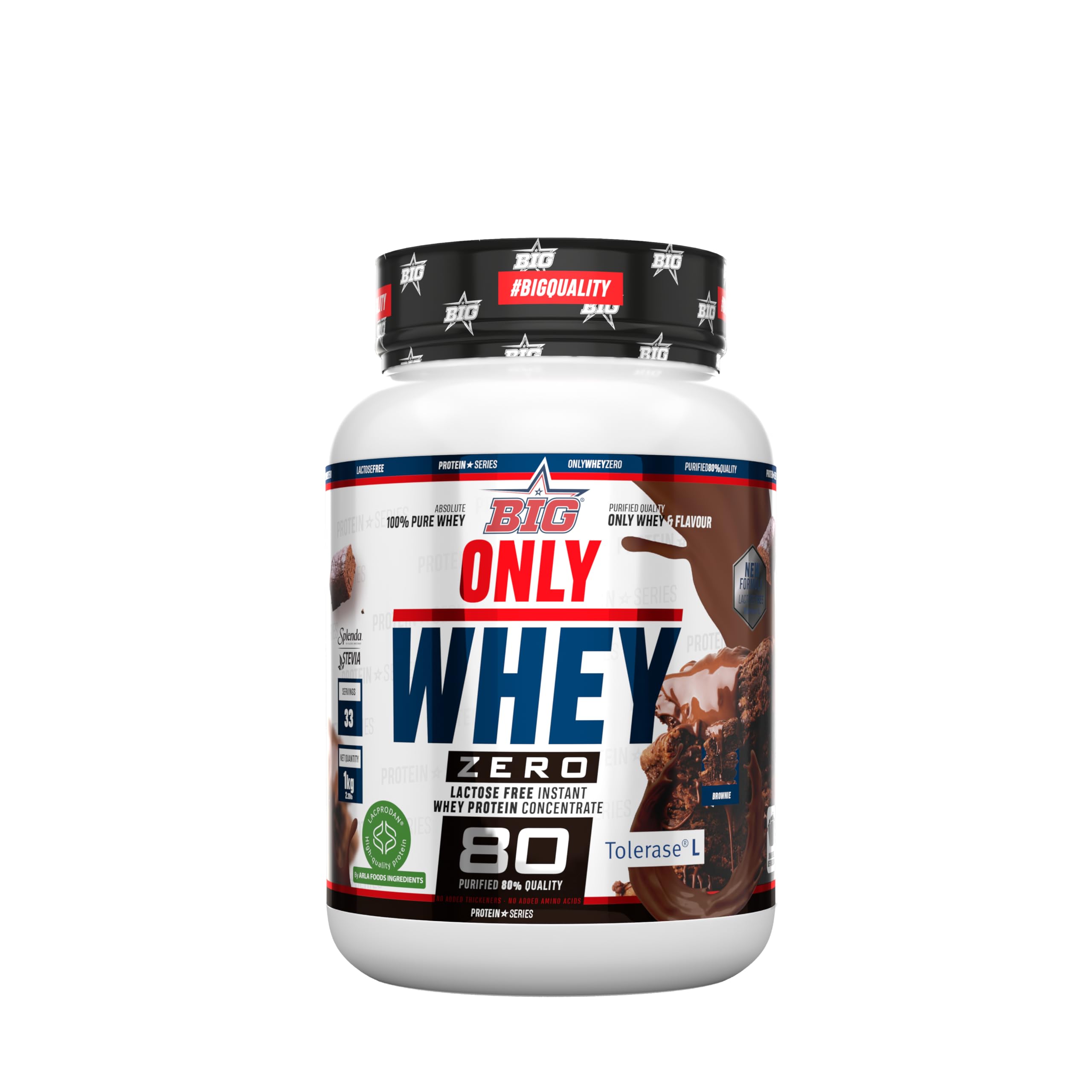 BIG - Proteinas Whey - Proteina en Polvo para Desarrollo de Masa Muscular y Recuperación - Materia Prima Premium - Whey Protein Sin Lactosa, Sin Azúcar, Sin Grumos (2Kg, Cacaolat)