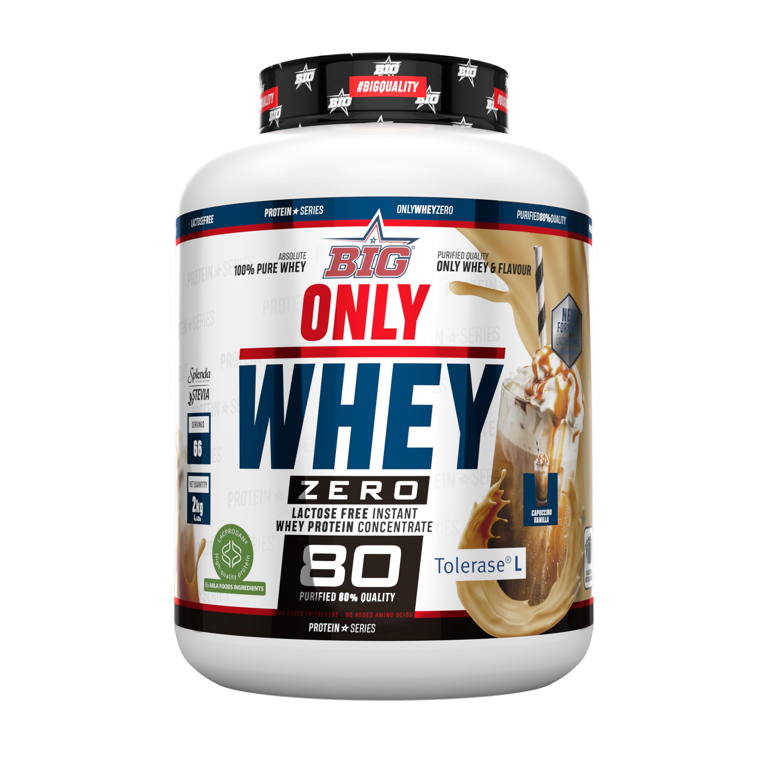 BIG - Proteinas Whey - Proteina en Polvo para Desarrollo de Masa Muscular y Recuperación - Materia Prima Premium - Whey Protein Sin Lactosa, Sin Azúcar, Sin Grumos (2Kg, Cacaolat)
