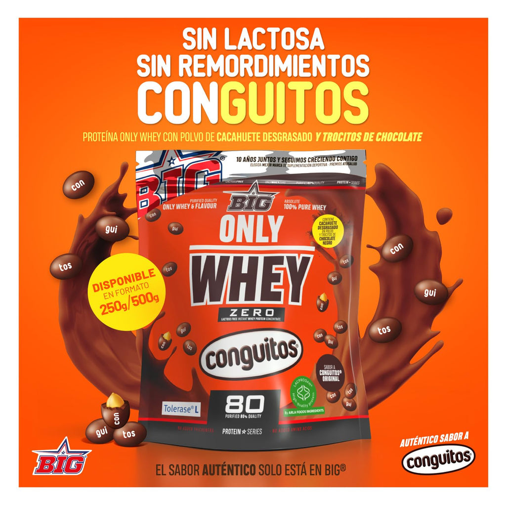 BIG - Proteinas Whey - Proteina en Polvo para Desarrollo de Masa Muscular y Recuperación - Materia Prima Premium - Whey Protein Sin Lactosa, Sin Azúcar, Sin Grumos (2Kg, Cacaolat)