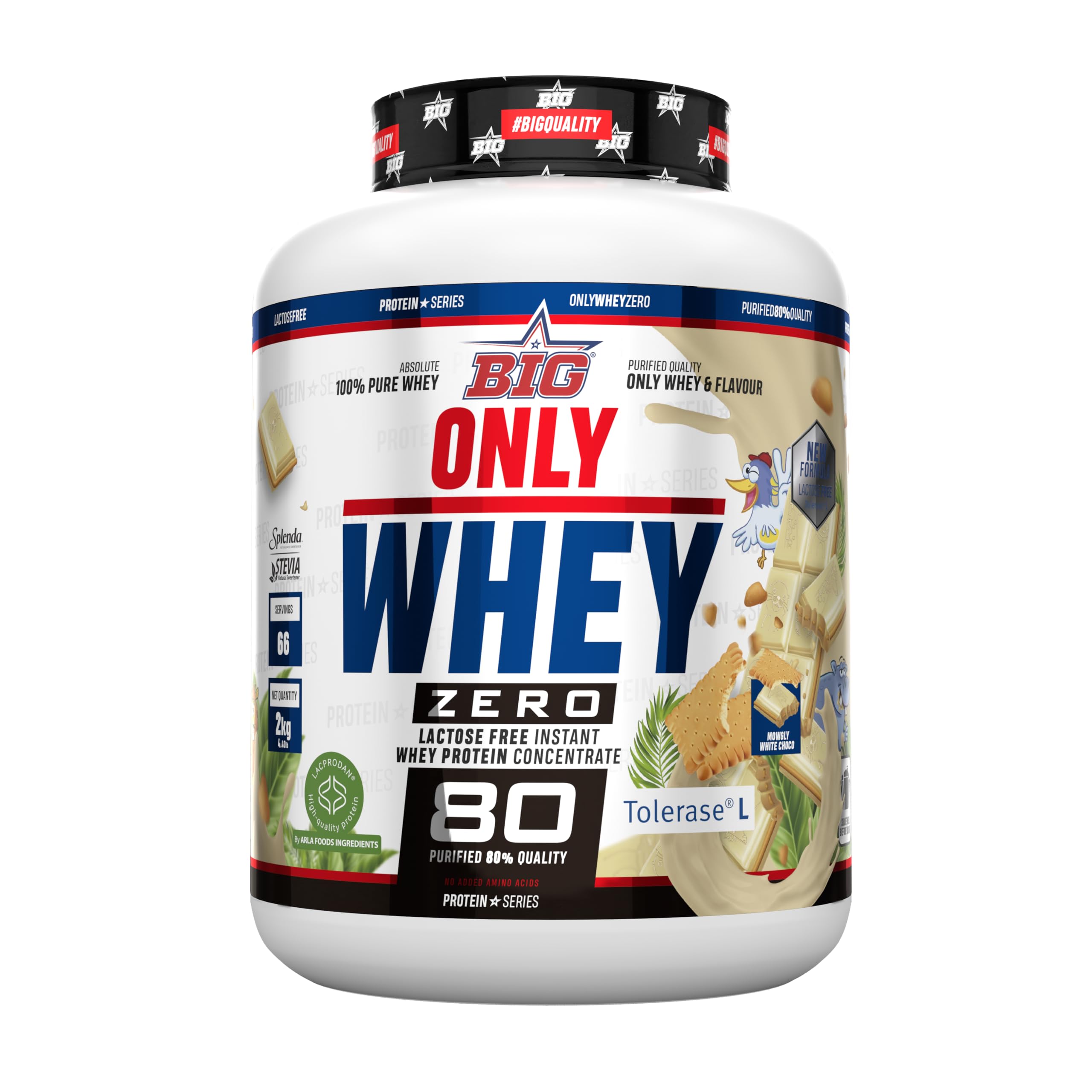 BIG - Proteinas Whey - Proteina en Polvo para Desarrollo de Masa Muscular y Recuperación - Materia Prima Premium - Whey Protein Sin Lactosa, Sin Azúcar, Sin Grumos (2Kg, Cacaolat)