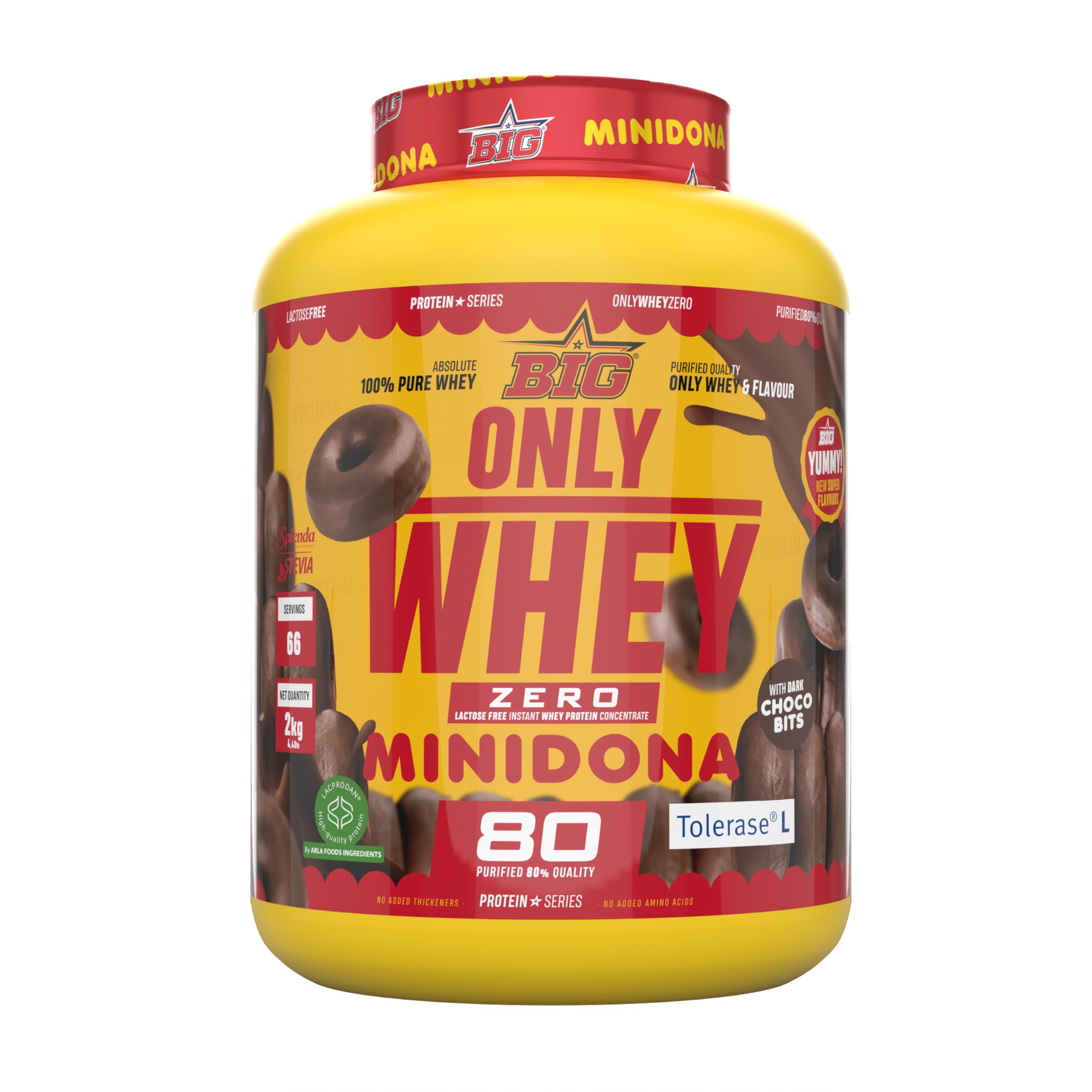 BIG - Proteinas Whey - Proteina en Polvo para Desarrollo de Masa Muscular y Recuperación - Materia Prima Premium - Whey Protein Sin Lactosa, Sin Azúcar, Sin Grumos (2Kg, Cacaolat)