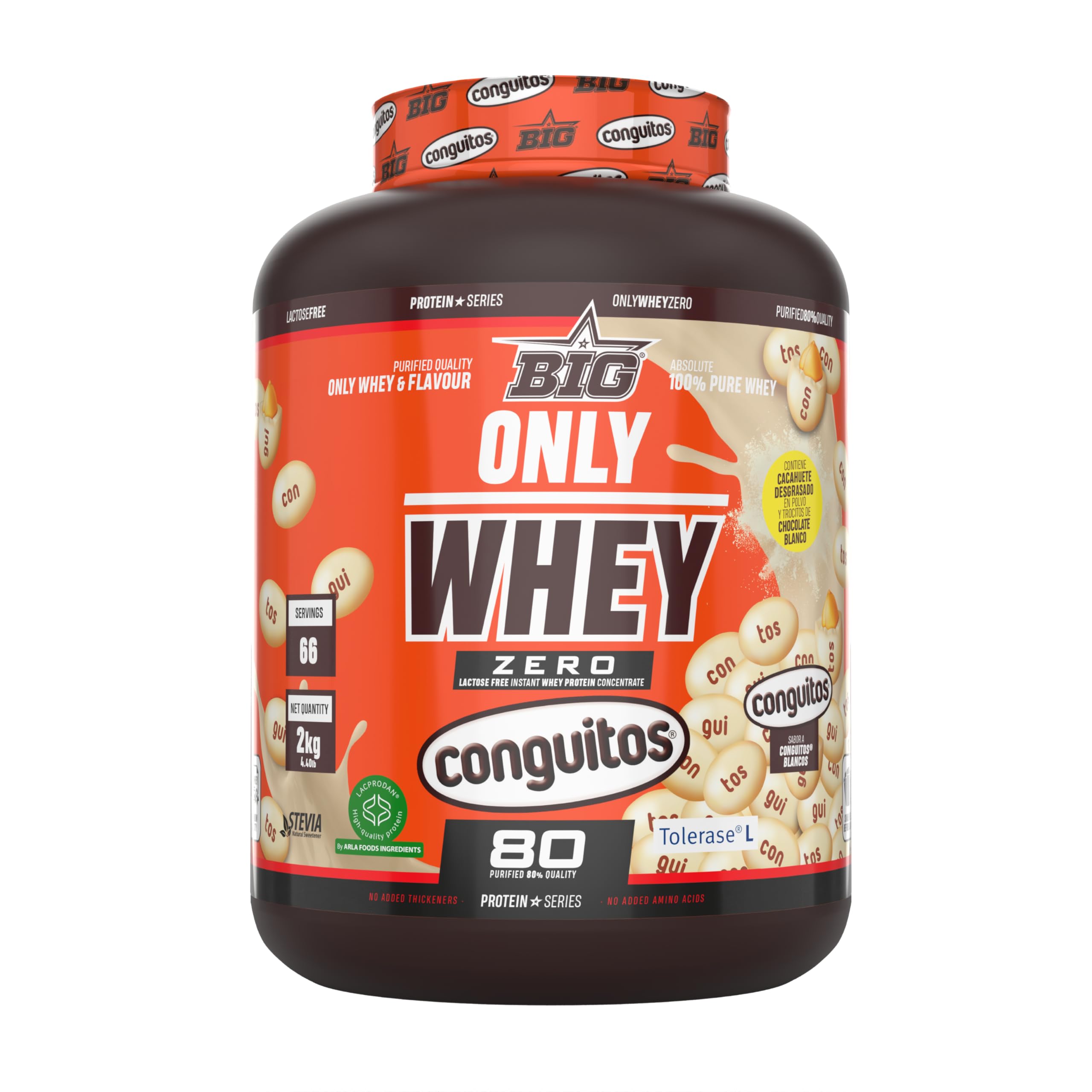 BIG - Proteinas Whey - Proteina en Polvo para Desarrollo de Masa Muscular y Recuperación - Materia Prima Premium - Whey Protein Sin Lactosa, Sin Azúcar, Sin Grumos (2Kg, Cacaolat)
