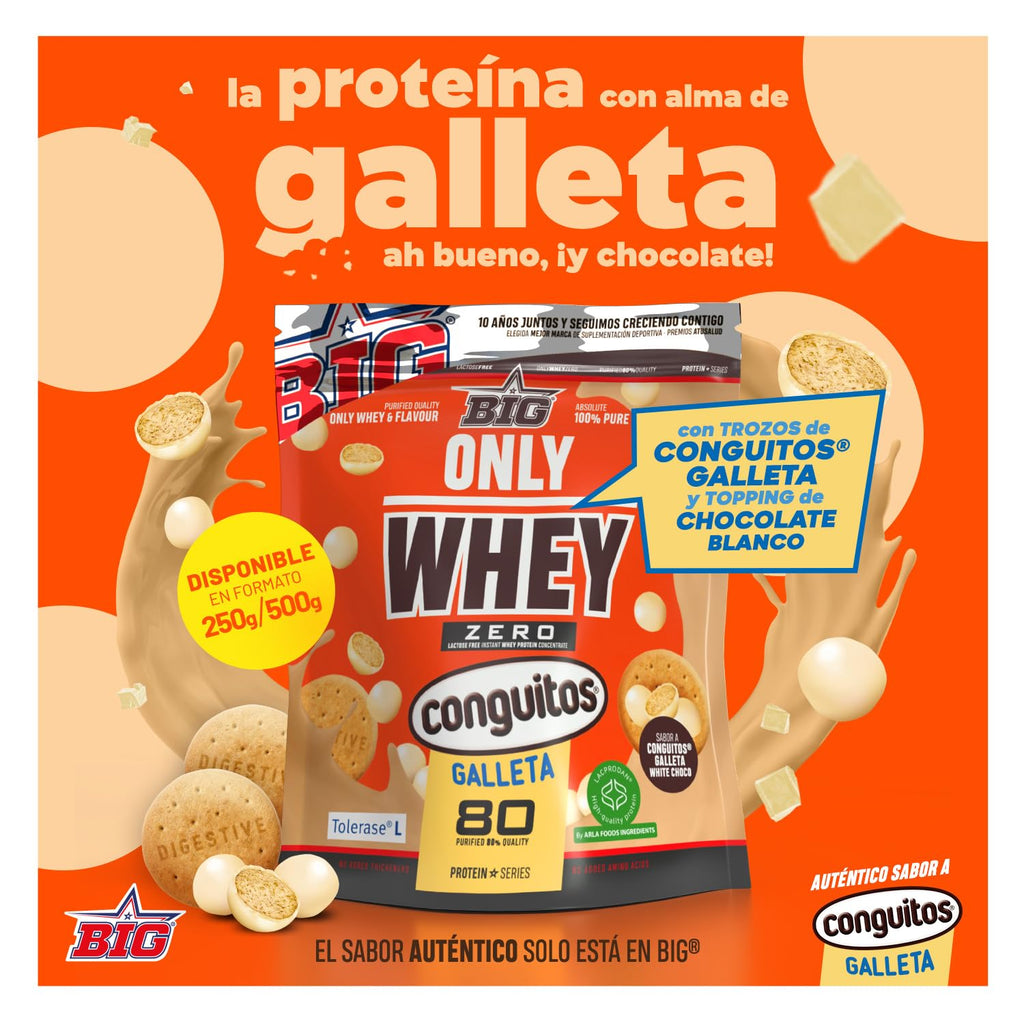 BIG - Proteinas Whey - Proteina en Polvo para Desarrollo de Masa Muscular y Recuperación - Materia Prima Premium - Whey Protein Sin Lactosa, Sin Azúcar, Sin Grumos (2Kg, Cacaolat)