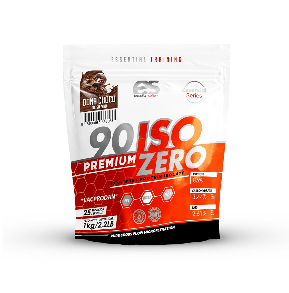 Aislado de Proteína 90 ISO Zero Premium Essential nutrition // Proteína de Suero Aislada // Incluye dosificador (2 kg, Chocolate)