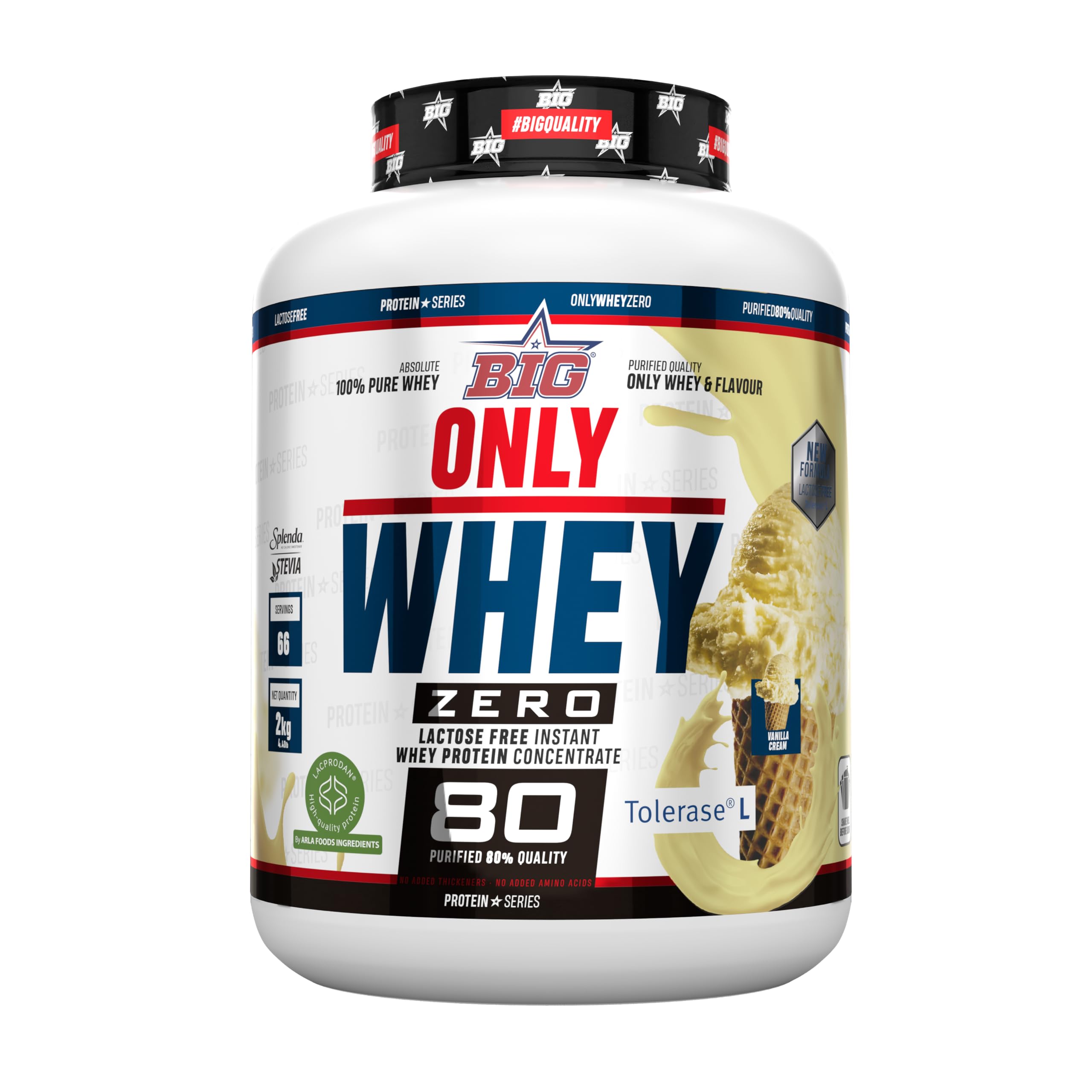 BIG - Proteinas Whey - Proteina en Polvo para Desarrollo de Masa Muscular y Recuperación - Materia Prima Premium - Whey Protein Sin Lactosa, Sin Azúcar, Sin Grumos (2Kg, Cacaolat)