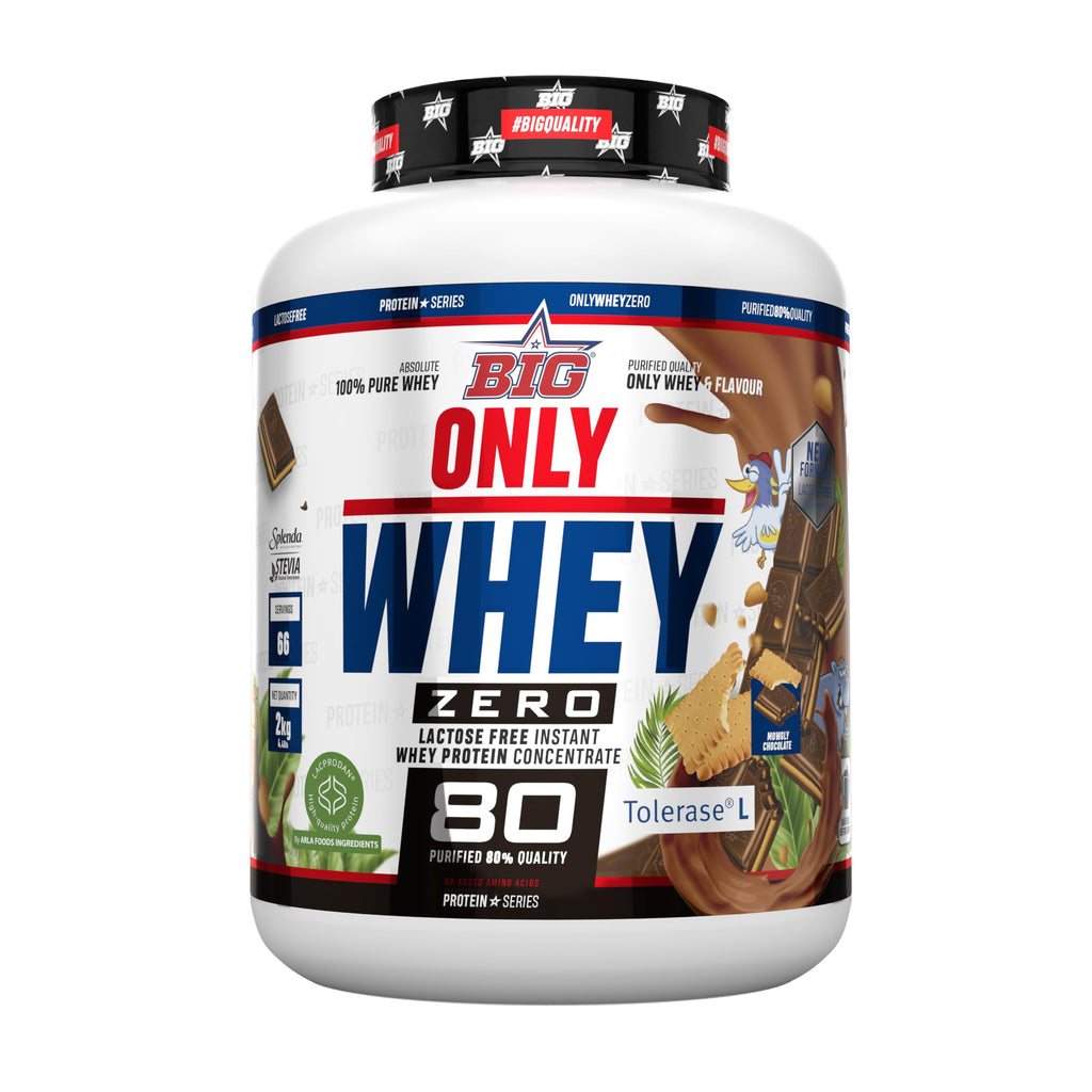 BIG - Proteinas Whey - Proteina en Polvo para Desarrollo de Masa Muscular y Recuperación - Materia Prima Premium - Whey Protein Sin Lactosa, Sin Azúcar, Sin Grumos (2Kg, Cacaolat)