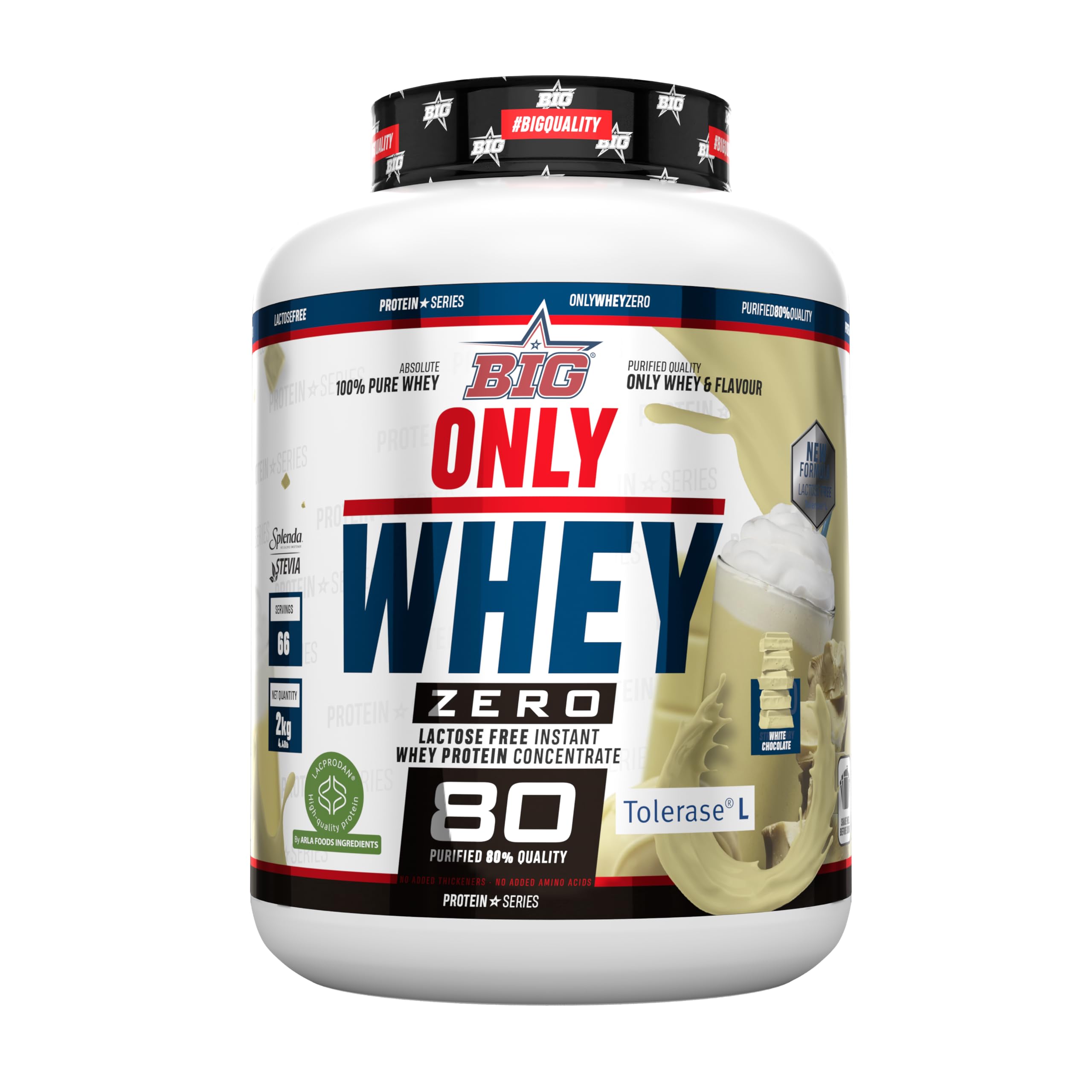 BIG - Proteinas Whey - Proteina en Polvo para Desarrollo de Masa Muscular y Recuperación - Materia Prima Premium - Whey Protein Sin Lactosa, Sin Azúcar, Sin Grumos (2Kg, Cacaolat)