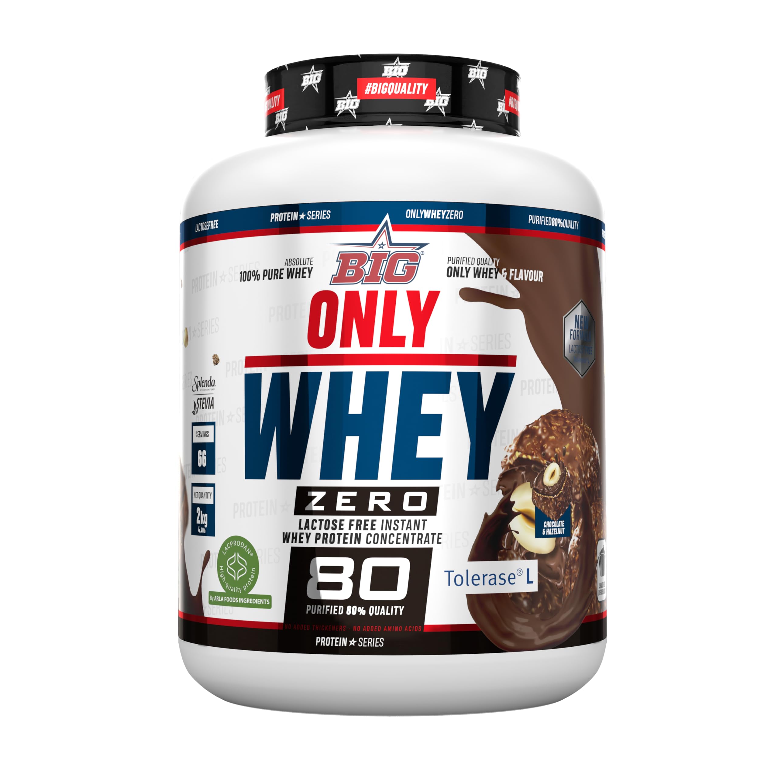 BIG - Proteinas Whey - Proteina en Polvo para Desarrollo de Masa Muscular y Recuperación - Materia Prima Premium - Whey Protein Sin Lactosa, Sin Azúcar, Sin Grumos (2Kg, Cacaolat)