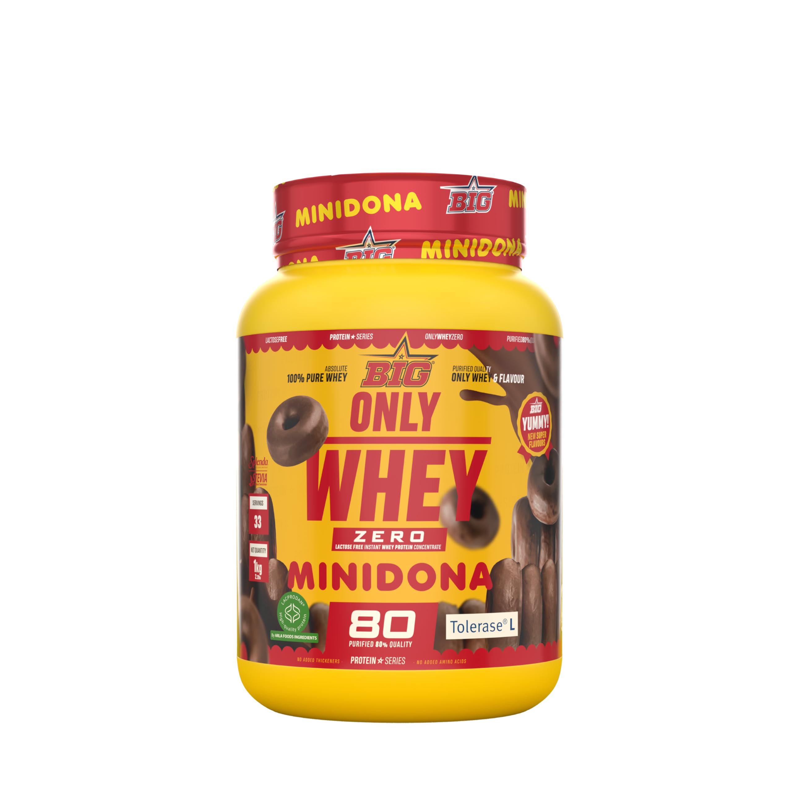 BIG - Proteinas Whey - Proteina en Polvo para Desarrollo de Masa Muscular y Recuperación - Materia Prima Premium - Whey Protein Sin Lactosa, Sin Azúcar, Sin Grumos (2Kg, Cacaolat)
