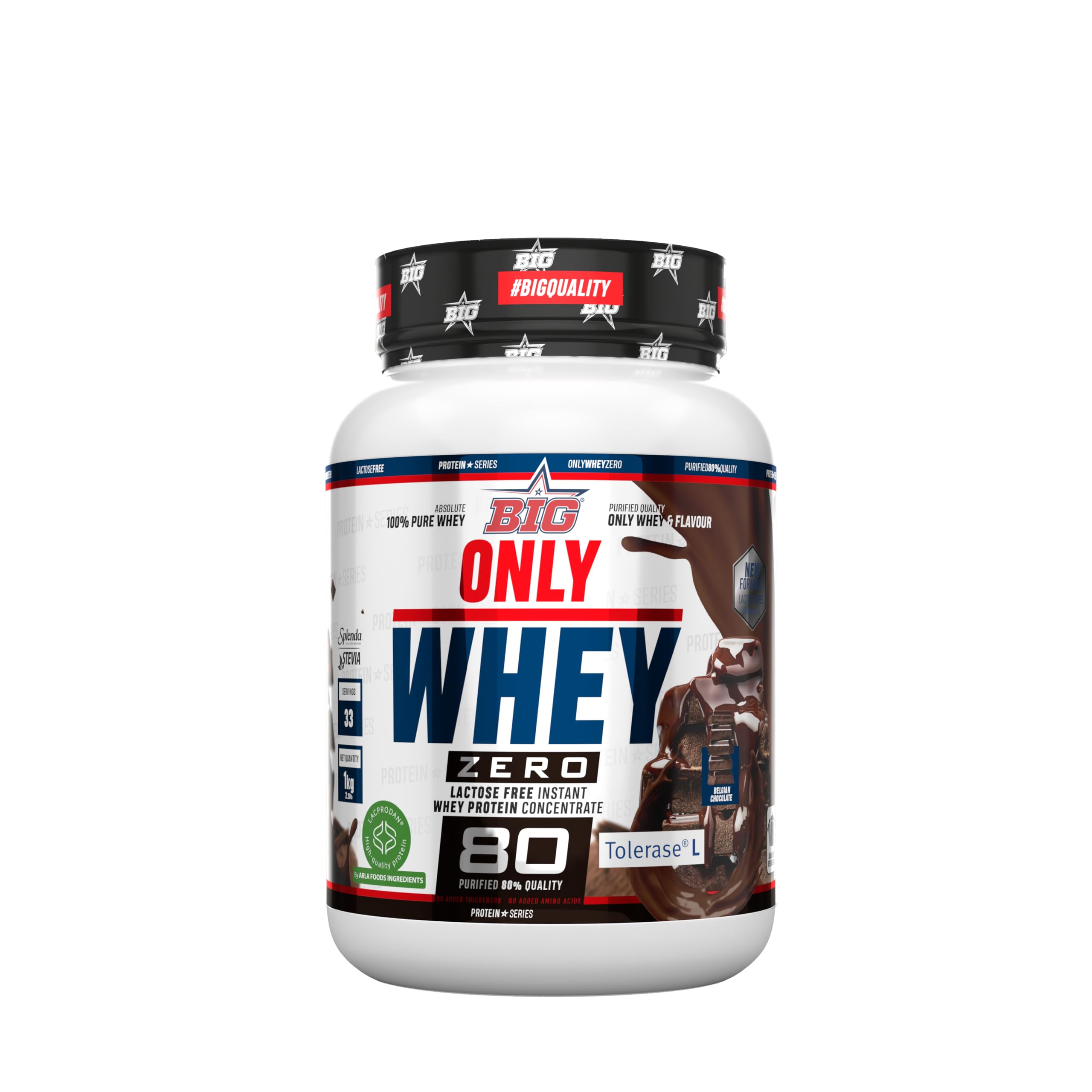 BIG - Proteinas Whey - Proteina en Polvo para Desarrollo de Masa Muscular y Recuperación - Materia Prima Premium - Whey Protein Sin Lactosa, Sin Azúcar, Sin Grumos (2Kg, Cacaolat)