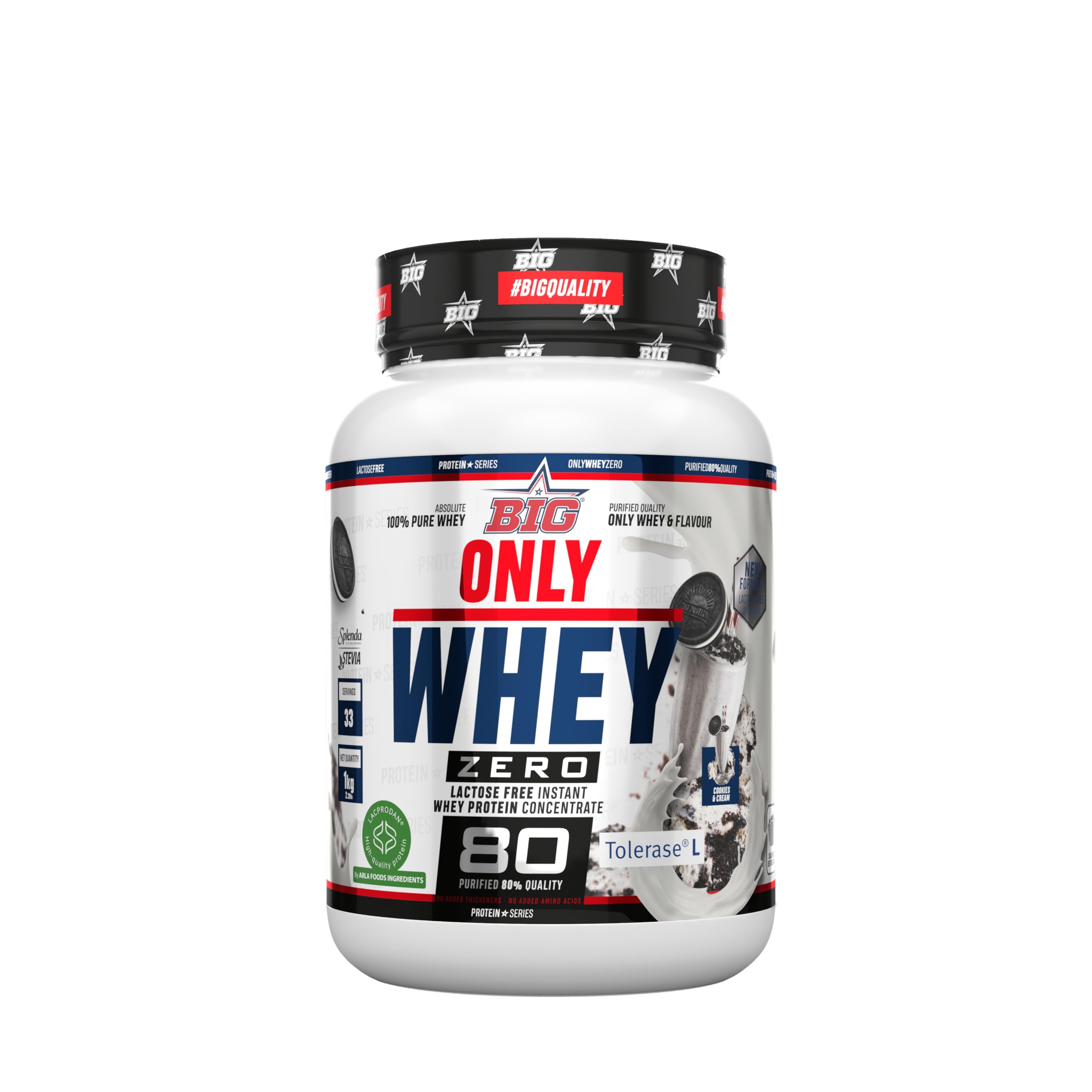BIG - Proteinas Whey - Proteina en Polvo para Desarrollo de Masa Muscular y Recuperación - Materia Prima Premium - Whey Protein Sin Lactosa, Sin Azúcar, Sin Grumos (2Kg, Cacaolat)