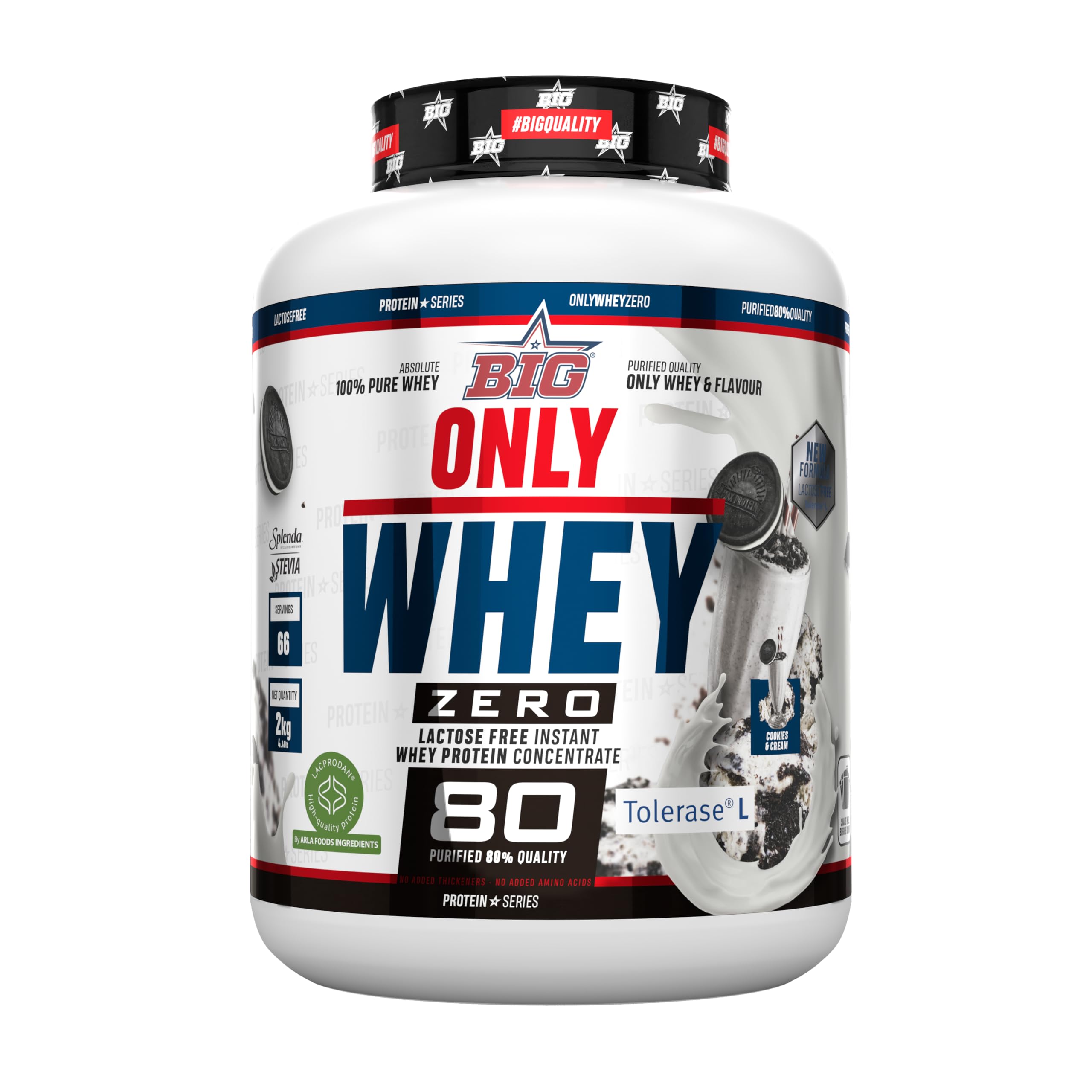 BIG - Proteinas Whey - Proteina en Polvo para Desarrollo de Masa Muscular y Recuperación - Materia Prima Premium - Whey Protein Sin Lactosa, Sin Azúcar, Sin Grumos (2Kg, Cacaolat)