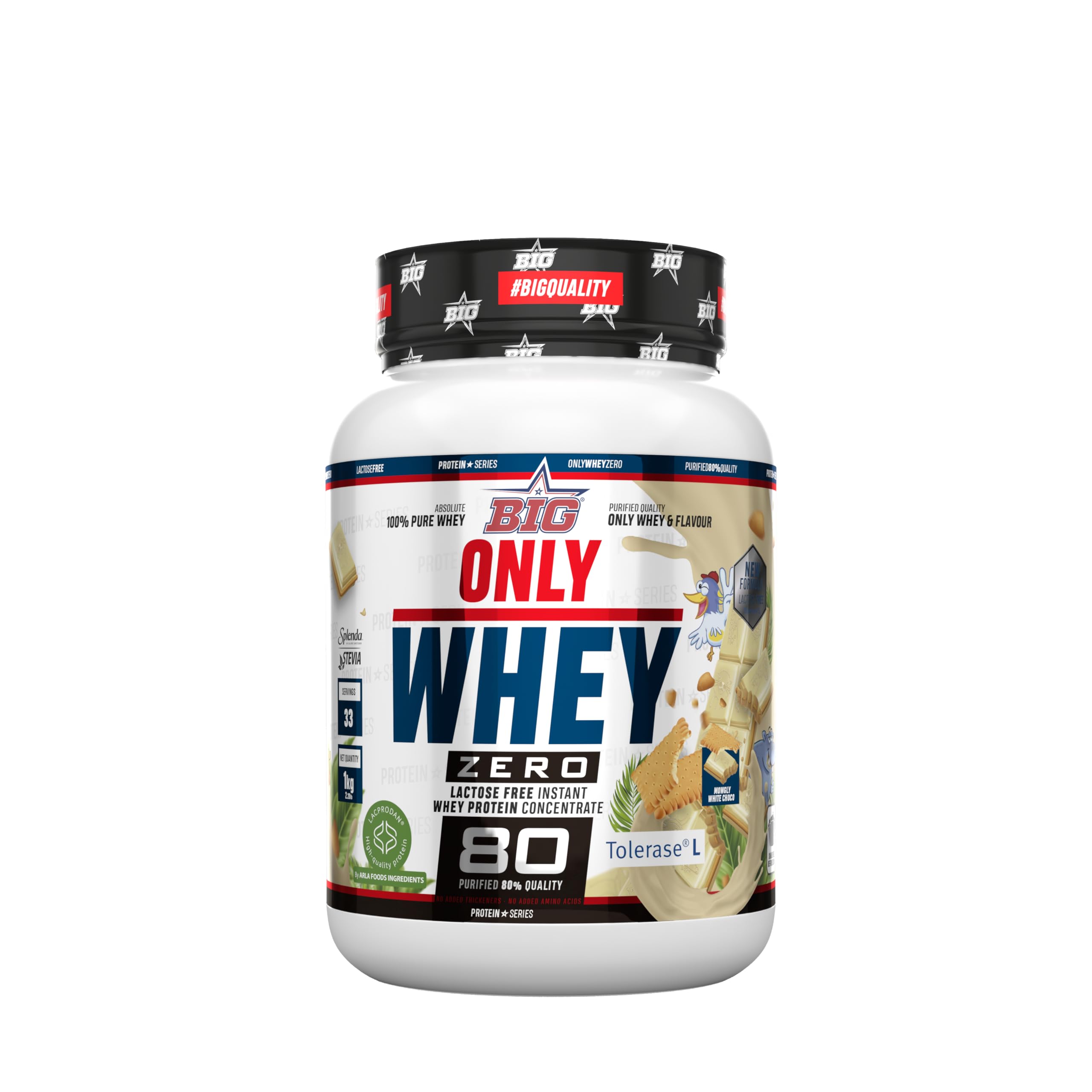 BIG - Proteinas Whey - Proteina en Polvo para Desarrollo de Masa Muscular y Recuperación - Materia Prima Premium - Whey Protein Sin Lactosa, Sin Azúcar, Sin Grumos (2Kg, Cacaolat)