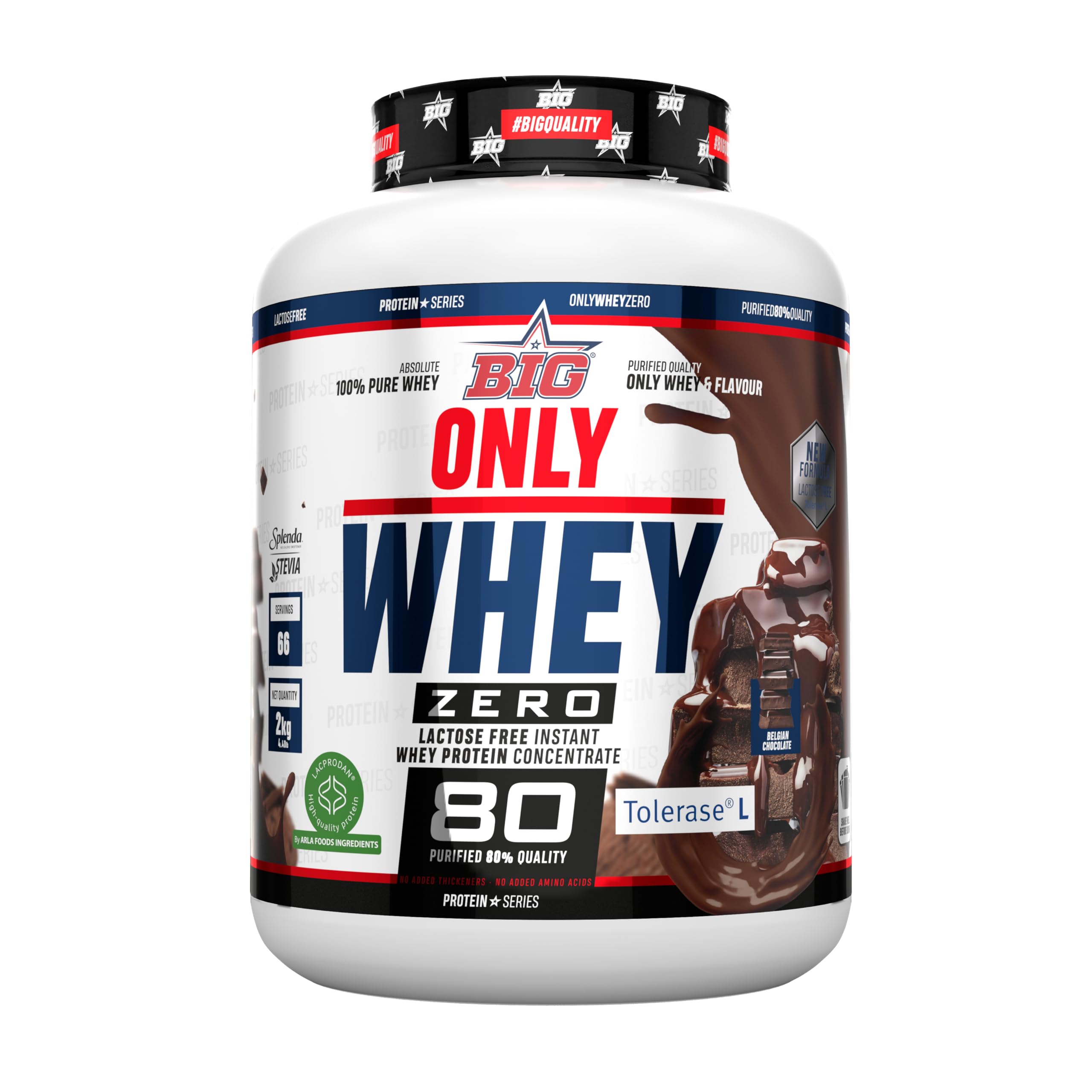 BIG - Proteinas Whey - Proteina en Polvo para Desarrollo de Masa Muscular y Recuperación - Materia Prima Premium - Whey Protein Sin Lactosa, Sin Azúcar, Sin Grumos (2Kg, Cacaolat)