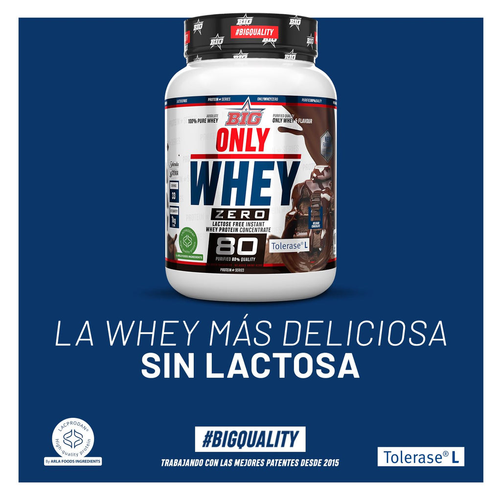 BIG - Proteinas Whey - Proteina en Polvo para Desarrollo de Masa Muscular y Recuperación - Materia Prima Premium - Whey Protein Sin Lactosa, Sin Azúcar, Sin Grumos (2Kg, Cacaolat)