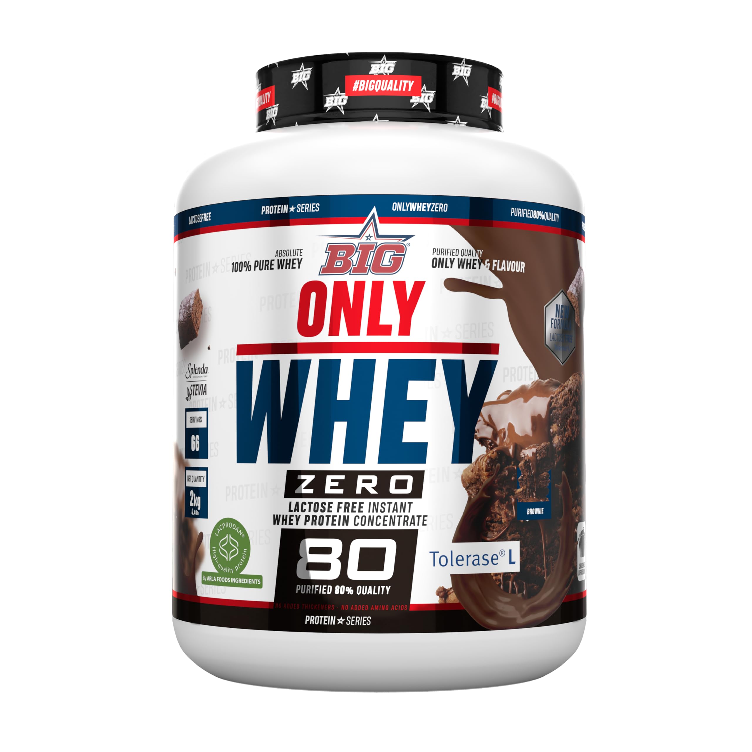 BIG - Proteinas Whey - Proteina en Polvo para Desarrollo de Masa Muscular y Recuperación - Materia Prima Premium - Whey Protein Sin Lactosa, Sin Azúcar, Sin Grumos (2Kg, Cacaolat)