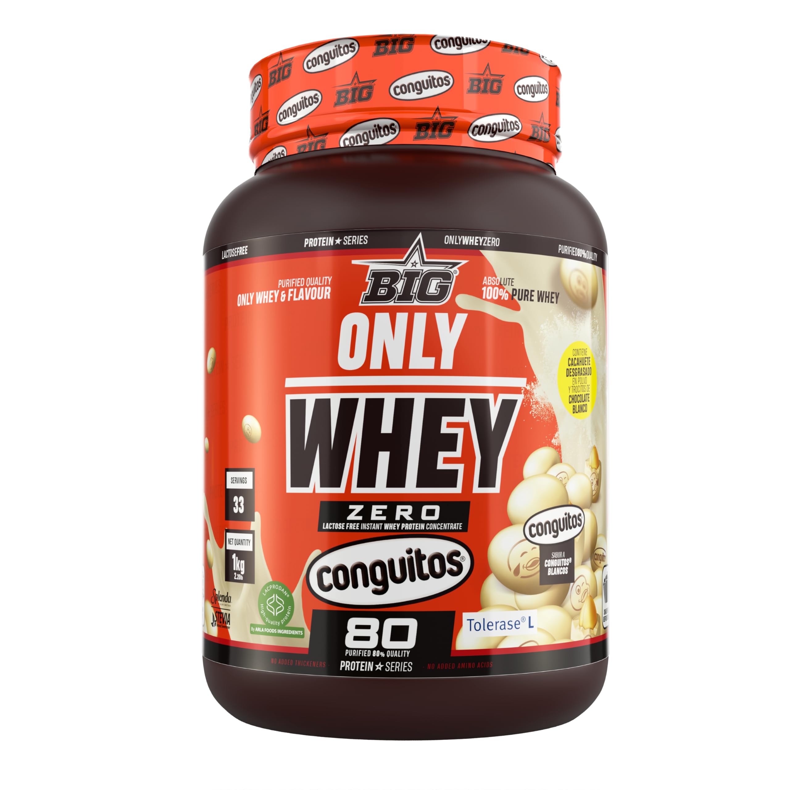 BIG - Proteinas Whey - Proteina en Polvo para Desarrollo de Masa Muscular y Recuperación - Materia Prima Premium - Whey Protein Sin Lactosa, Sin Azúcar, Sin Grumos (2Kg, Cacaolat)