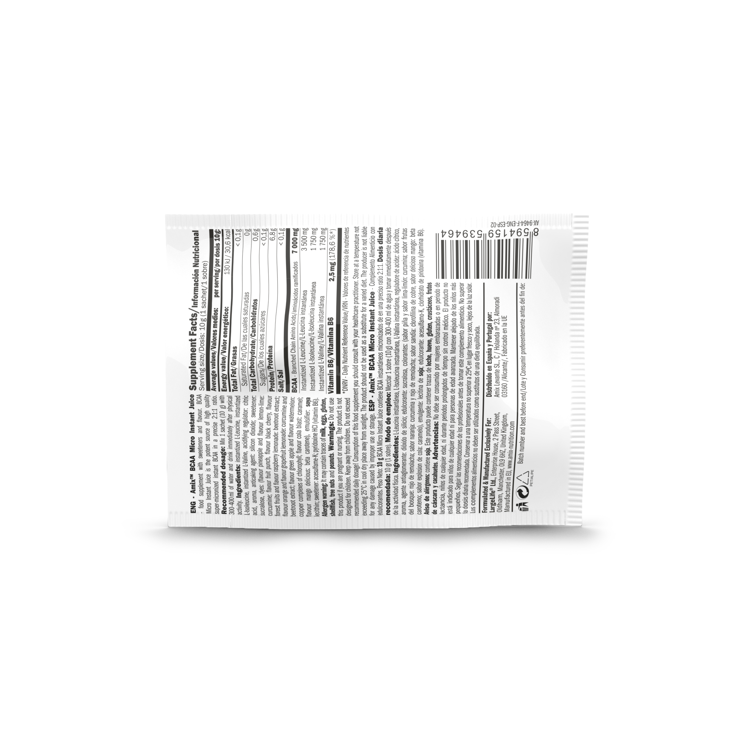 UNIDOSIS BCAA INSTANT 10 GR SandÃ­a
