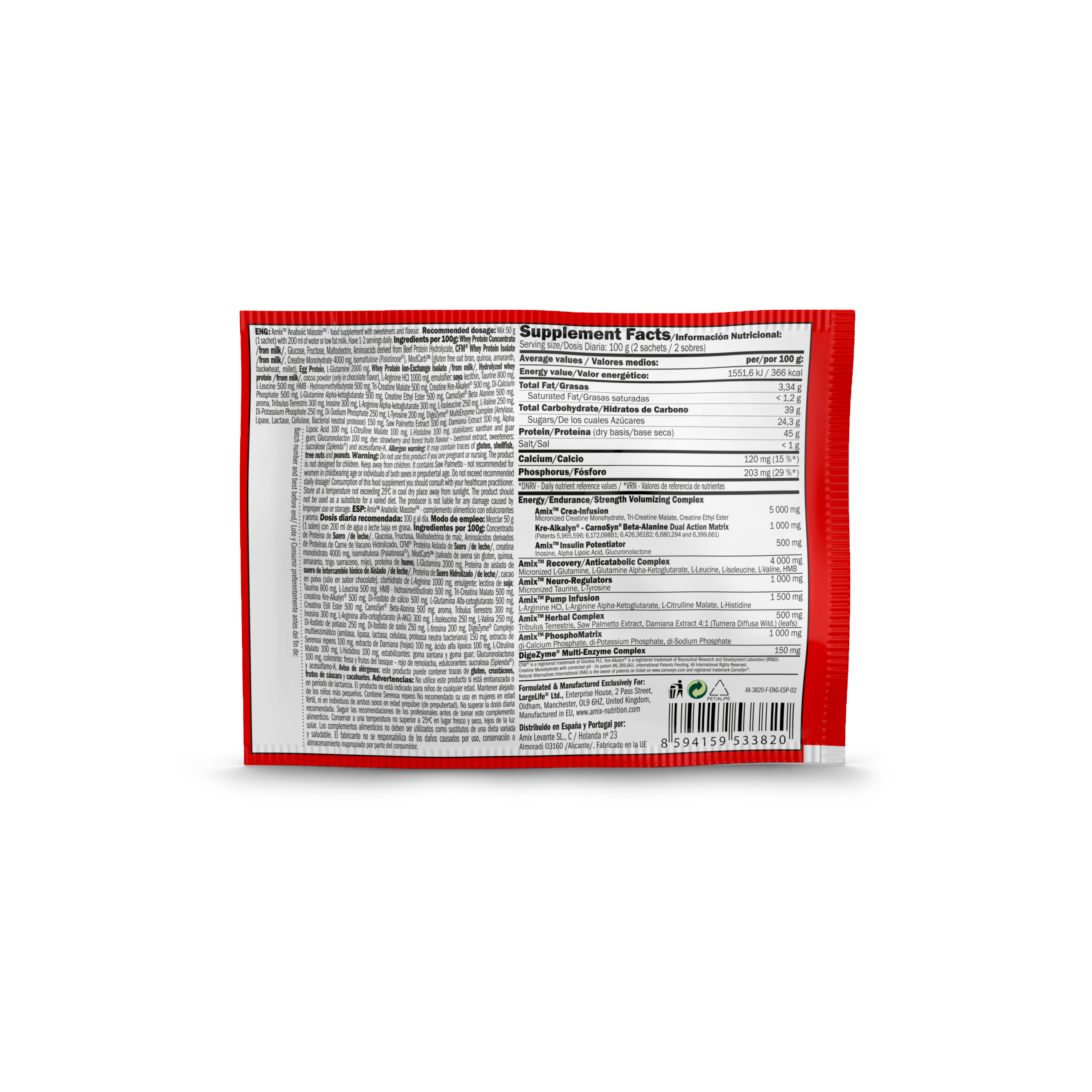UNIDOSIS ANABOLIC MASSTER 50 GR Fresa