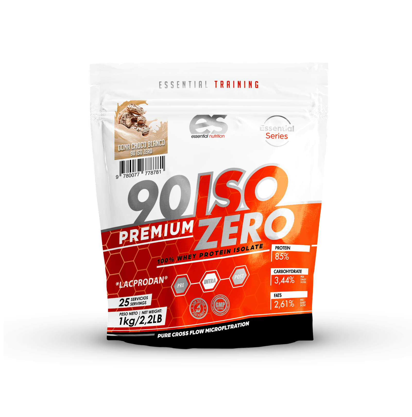 ISO ZERO 90 ESSENTIAL Lacprodan® - Donut Choco Blanco, 1kg