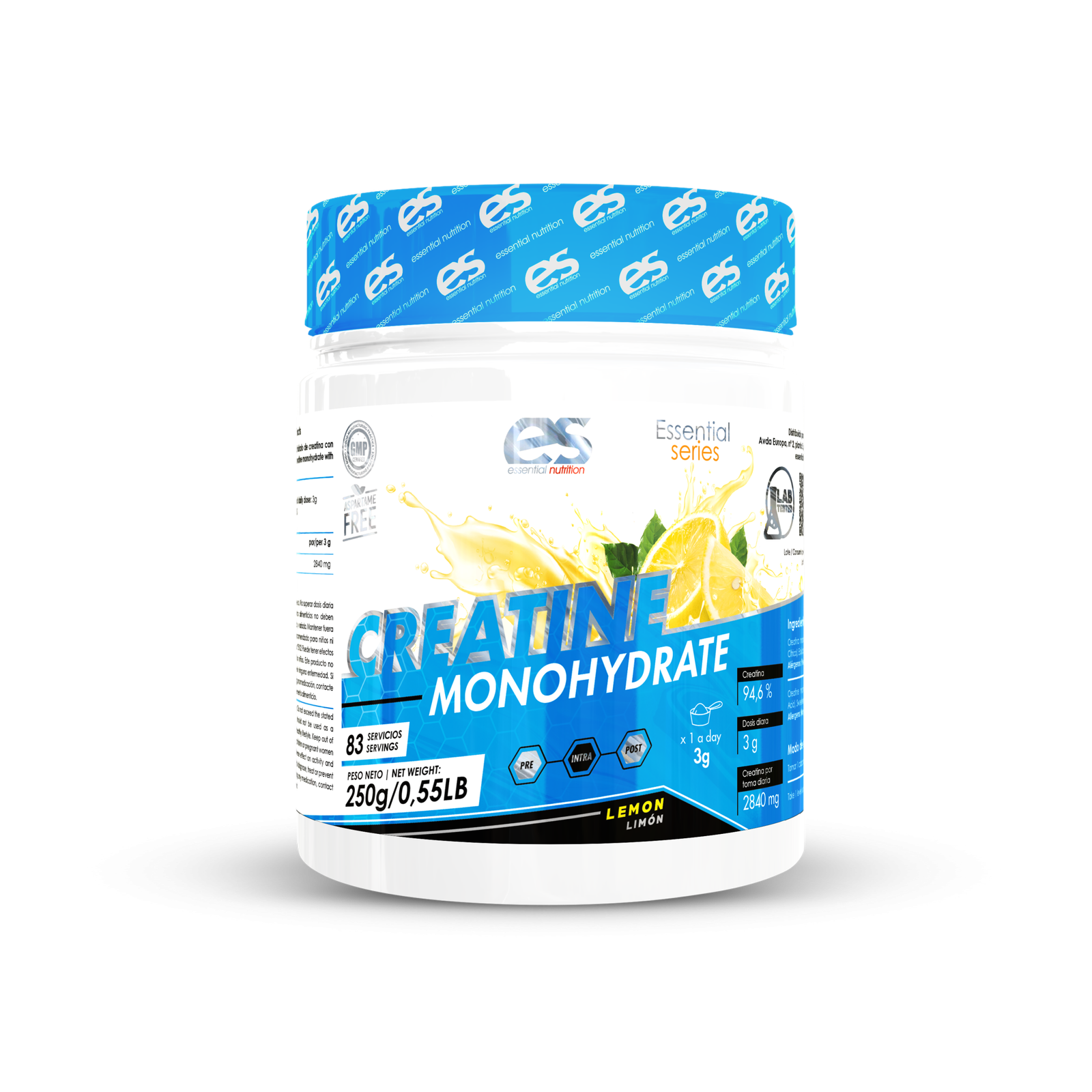 CREATINA MONOHIDRATO ESSENTIAL NUTRITION - 250g, Limón