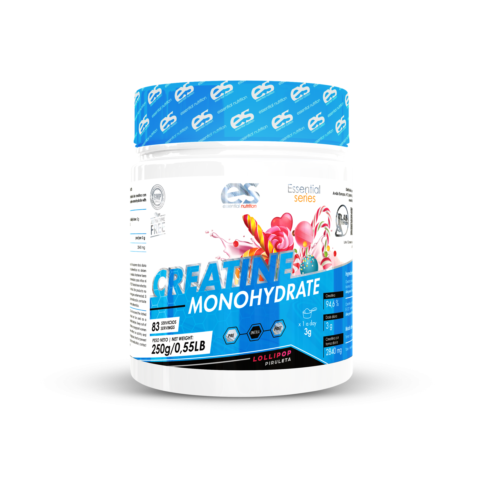 CREATINA MONOHIDRATO ESSENTIAL NUTRITION - 250g, Lollipop