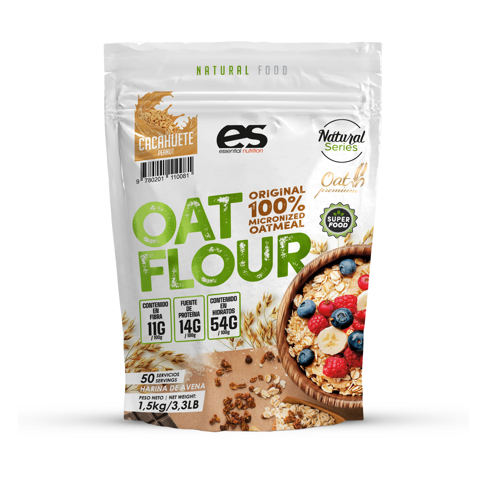 HARINA DE AVENA 100% 1,5 kg - Cacahuete