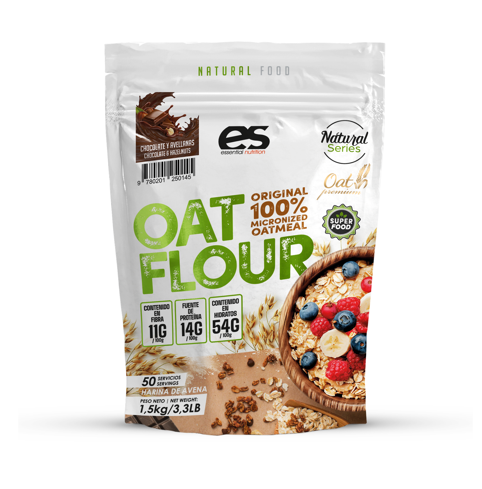 HARINA DE AVENA 100% 1,5 kg - Chocolate con Avellanas