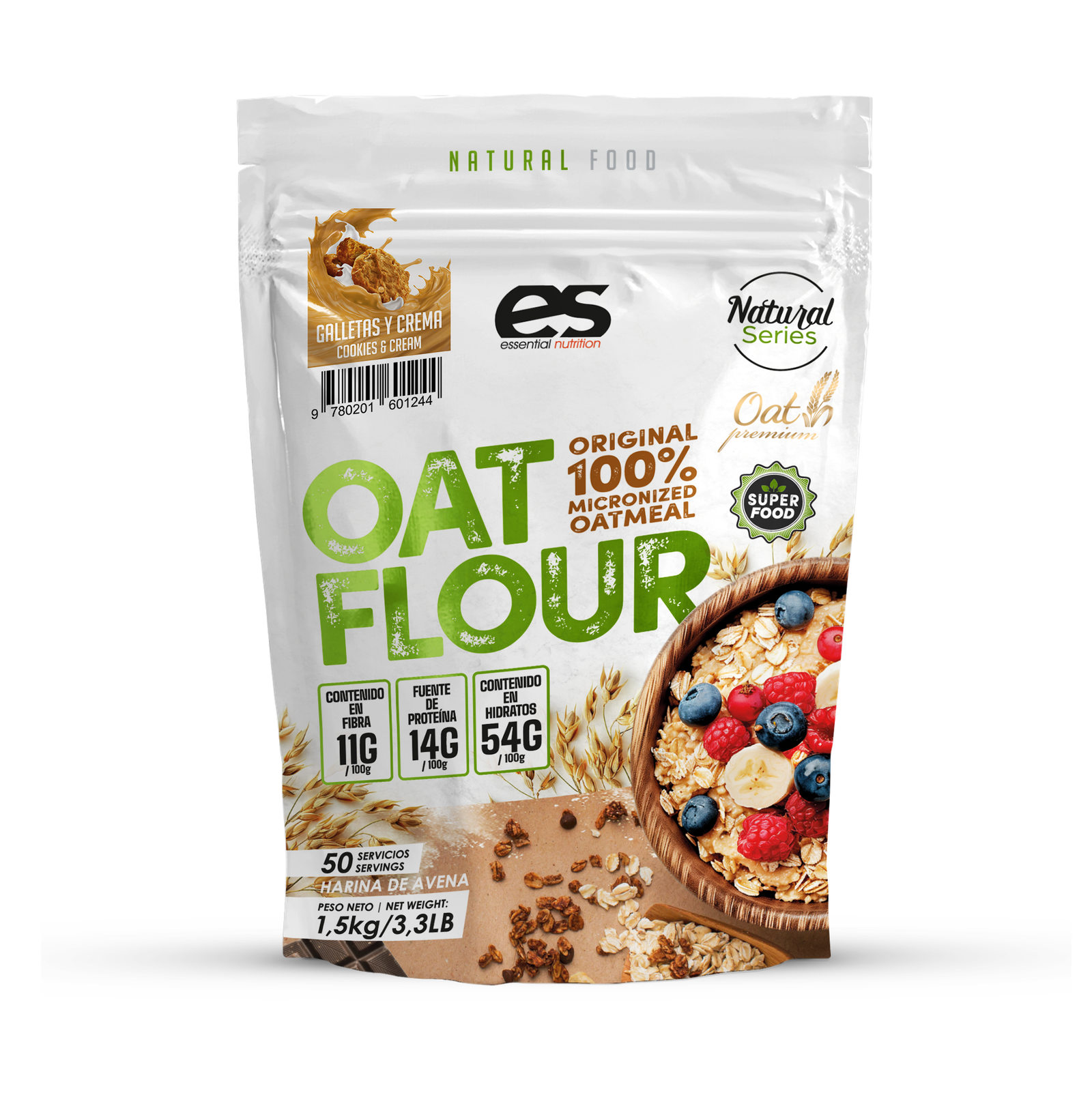 HARINA DE AVENA 100% 1,5 kg - Cookies&amp;Cream