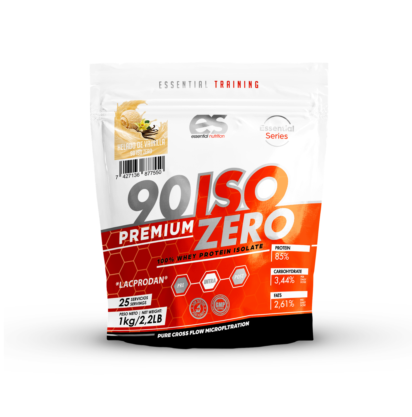 ISO ZERO 90 ESSENTIAL Lacprodan® - Helado de Vainilla, 1kg