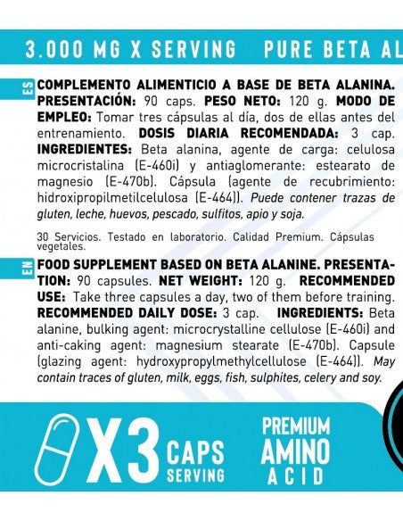 Beta alanine 3000 MG. 90 (Cápsulas) - Erix Nutrición imagen 5