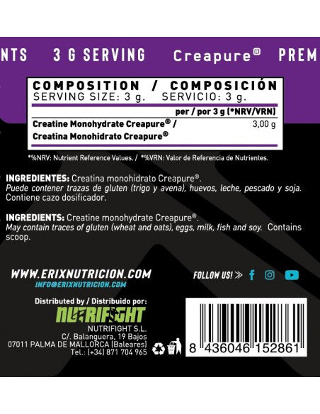 Creatina CREAPURE 300 gr Neutra - Erix Nutrición imagen 5