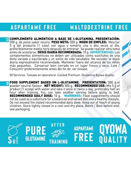 GLUTAMINA KYOWA 500 G NEUTRA - Erix Nutrición imagen 5