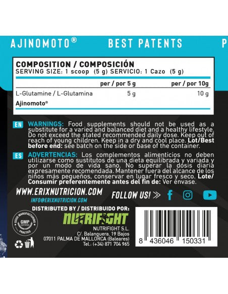 Glutamina AJINOMOTO 300 gr (Sabor Neutra) - Erix Nutrición imagen 6