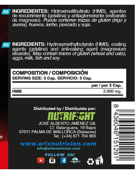 HMB 3000 MG (90 Cápsulas) - Erix Nutrición imagen 6