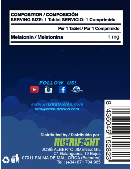Melatonina 1 MG (100 Tabletas) - Erix Nutrición imagen 8
