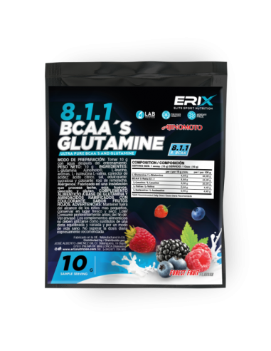 GLUTAMINA+BCAAS (ajinomoto) 1x10 Gr. Fruit punch - Erix Nutrición