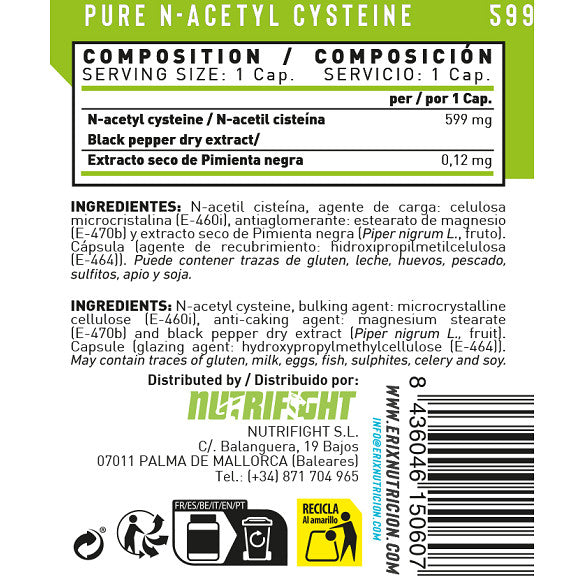 NAC N-Acetil Cisteína (90 Cápsulas) - Erix Nutrición imagen 5