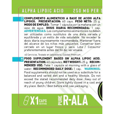 R-ALA 250 MG (60 Cápsulas) - Erix Nutrición imagen 2