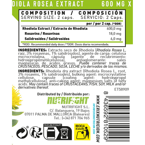 Rhodiola (60 capsulas) - Erix Nutrición imagen 6