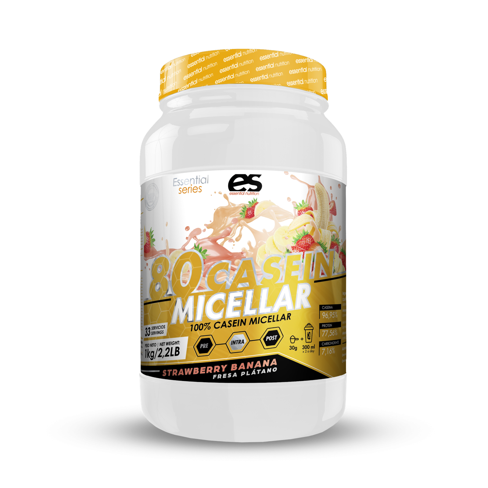 CASEÍNA MICELAR 1kg - Fresa y Plátano